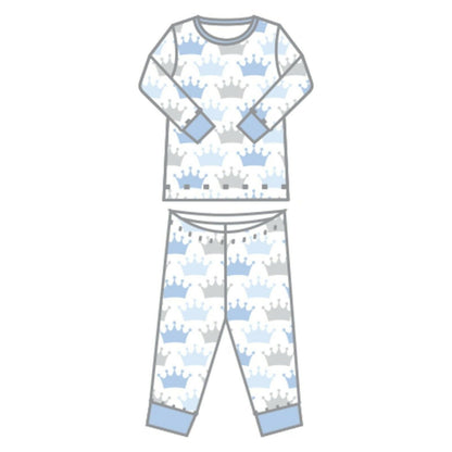 Magnolia Baby Boys ROYALS Long Pajamas Pima Cotton Blue NEW