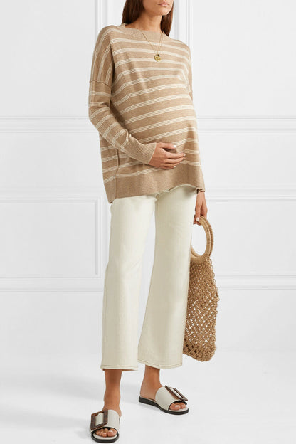 Hatch Maternity Women's THE CLEMENTINE SWEATER Beige 100% Merino Wool $278 NEW