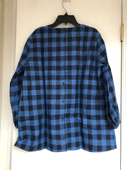 Hatch Maternity Women’s THE DELFINA TOP Blue Plaid Cotton $168 NEW