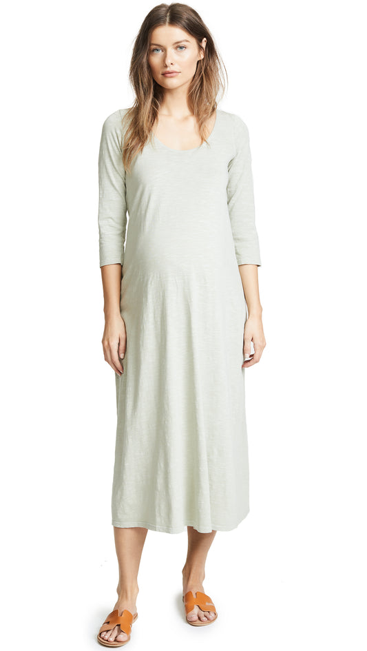 Hatch Maternity Women’s THE COTTON MAXI DRESS Sage $188 NEW