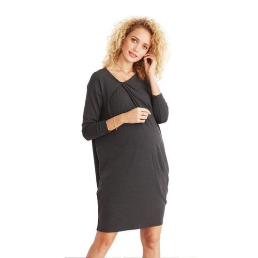 HATCH Maternity Women's THE SANDRINE DRESS Charcoal Size 1 (S/4-6) $238 NEW