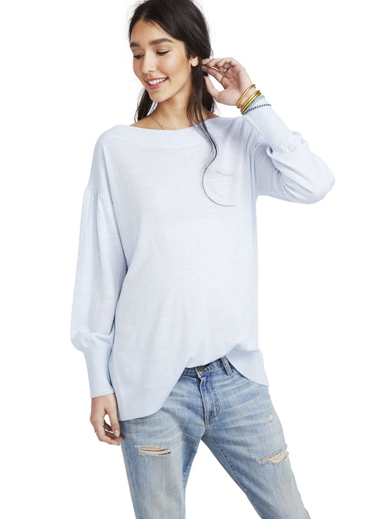 Hatch Maternity Women's THE CALY KNIT SWEATER Sky Blue 100% Merino Wool $268 NEW