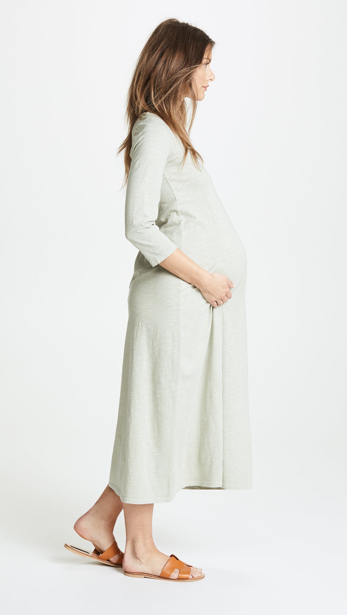 Hatch Maternity Women’s THE COTTON MAXI DRESS Sage $188 NEW