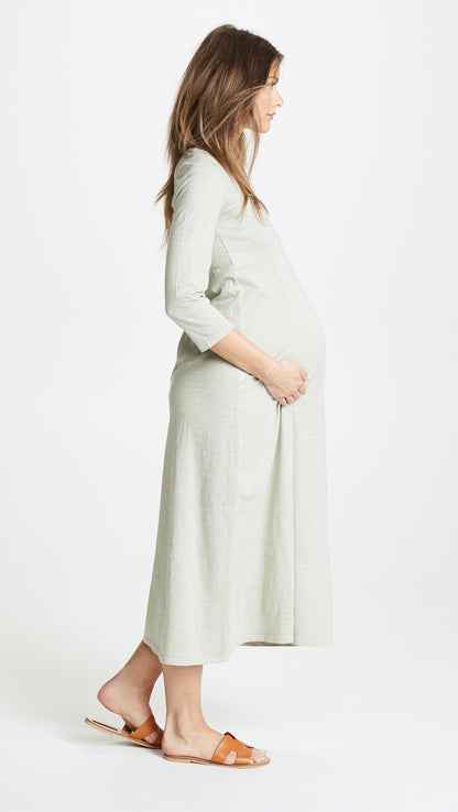 Hatch Maternity Women’s THE COTTON MAXI DRESS Sage $188 NEW