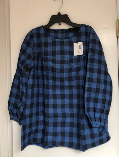 Hatch Maternity Women’s THE DELFINA TOP Blue Plaid Cotton $168 NEW