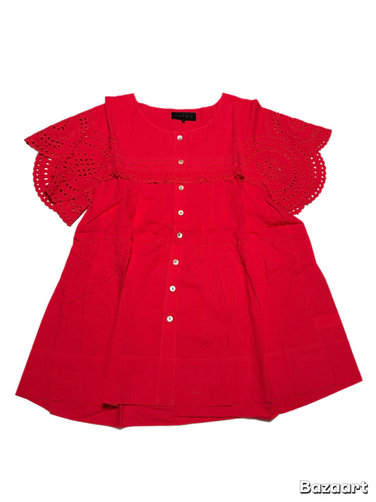 Hatch Maternity Women’s THE PILAR TOP Candy Red $168 NEW