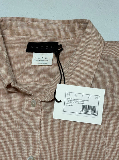 Hatch Maternity Women THE BOYFRIEND SHIRT Petal Gingham Cotton $178 NEW