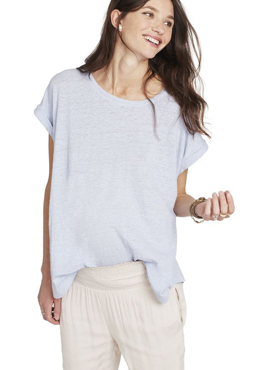 Hatch Maternity Women's THE LINEN CIRCLE TEE Cloud Blue $88 NEW