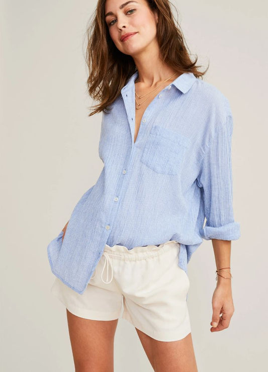 Hatch Maternity Women's THE BOYFRIEND SHIRT Blue Pinstripe $178 NEW