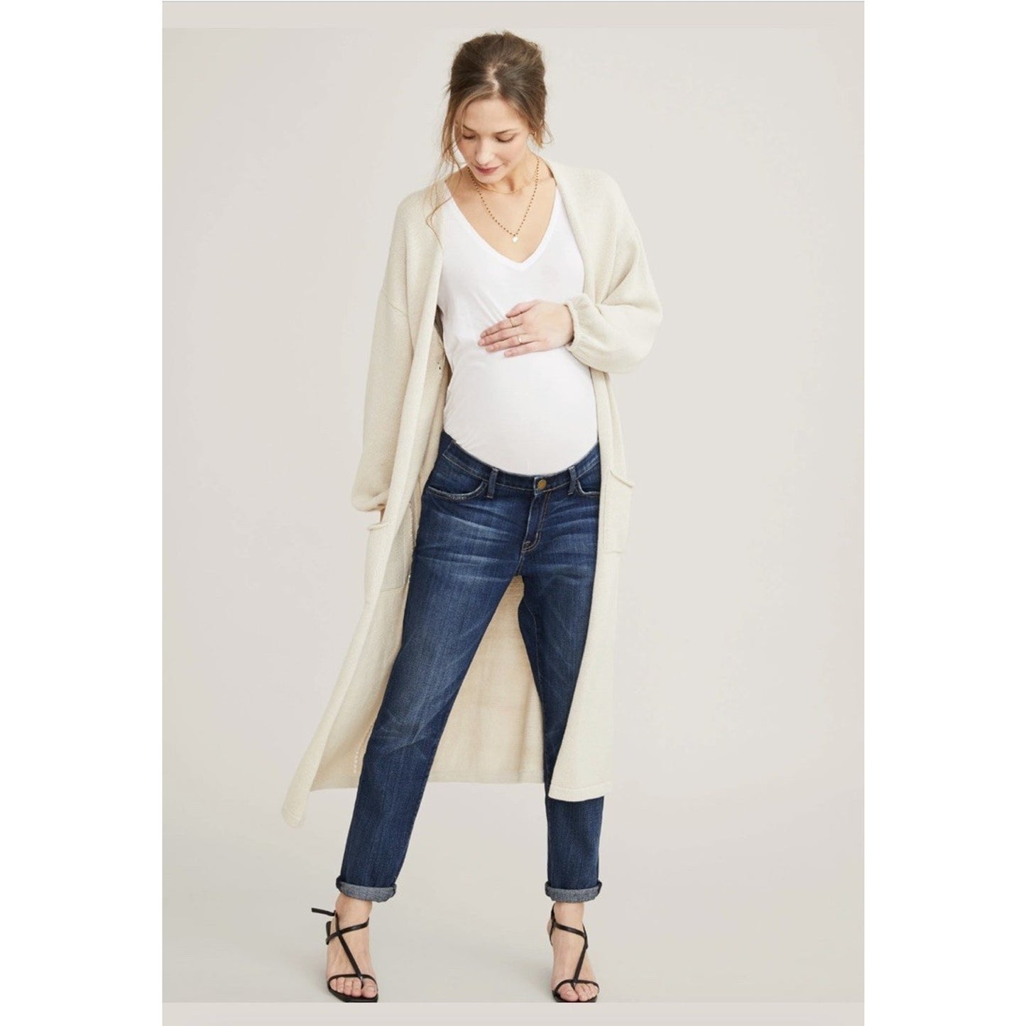 Hatch Maternity Women’s THE TOVA CARDIGAN Ivory Cotton Size O/S(onesize)$358 NEW