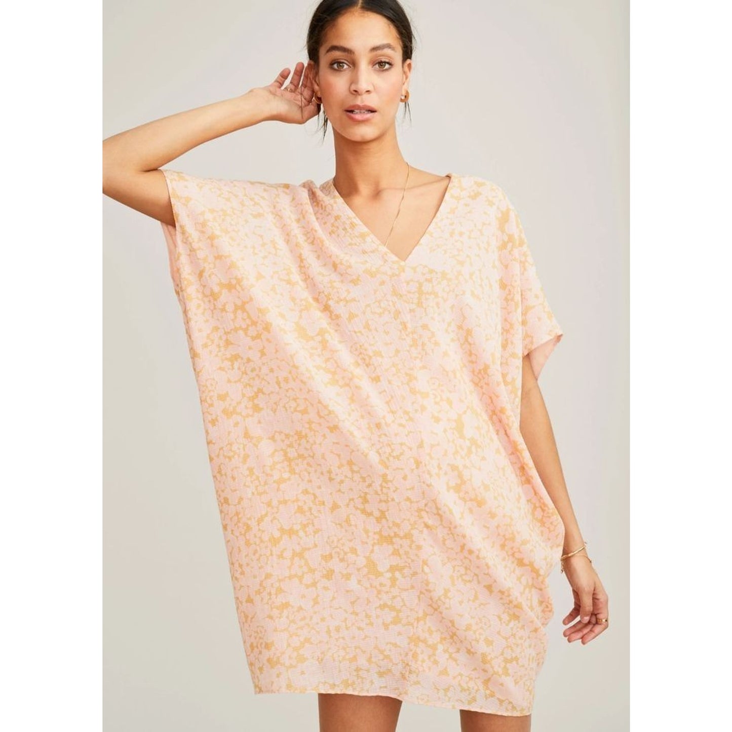 Hatch Maternity Women's THE SLOUCH DRESS Apricot Silk/Cotton $258 NEW