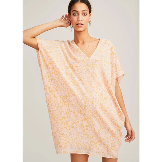 Hatch Maternity Women's THE SLOUCH DRESS Apricot Silk/Cotton $258 NEW