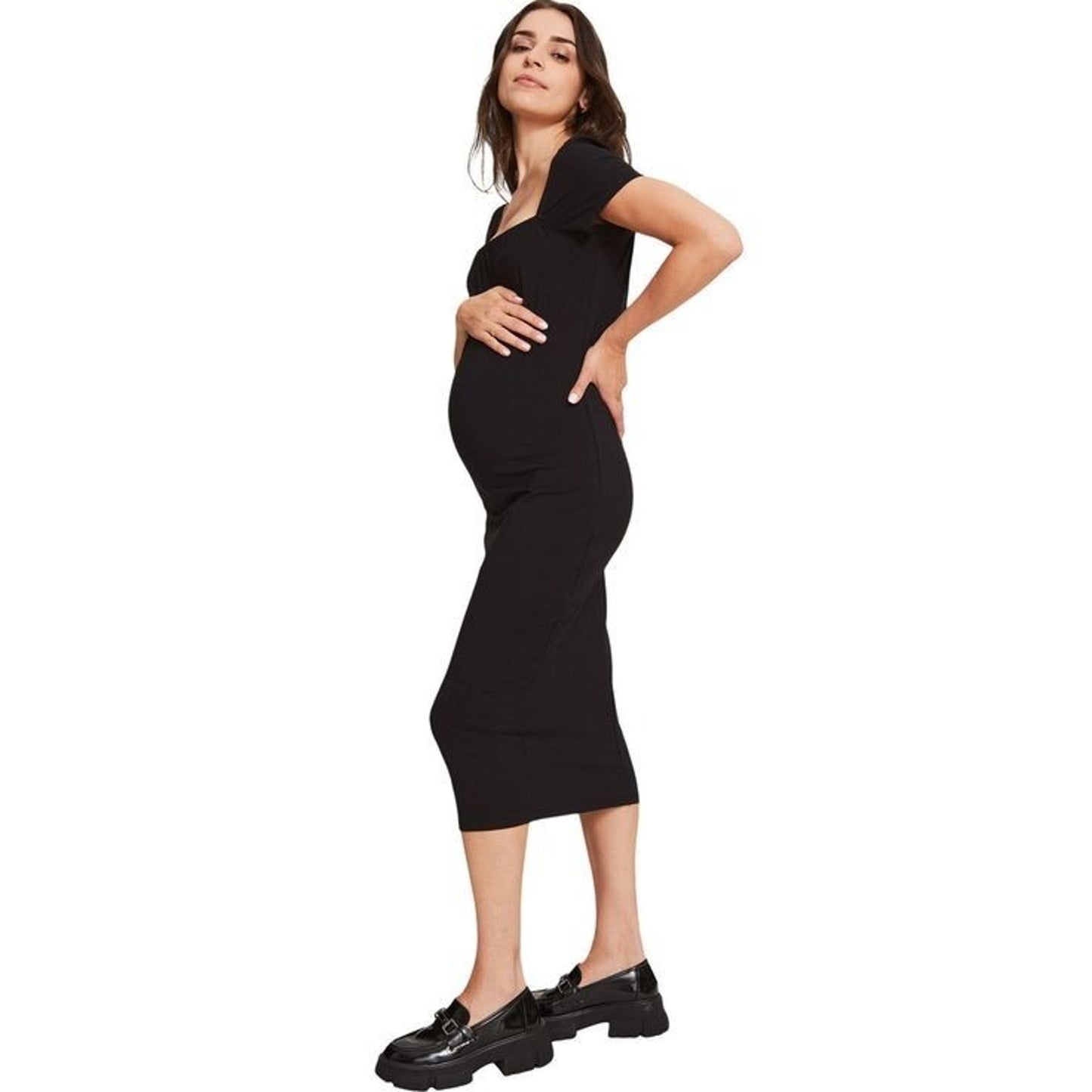 HATCH Maternity Women's THE BODY CAP SLEEVE DRESS Bamboo Viscose Size XS $138