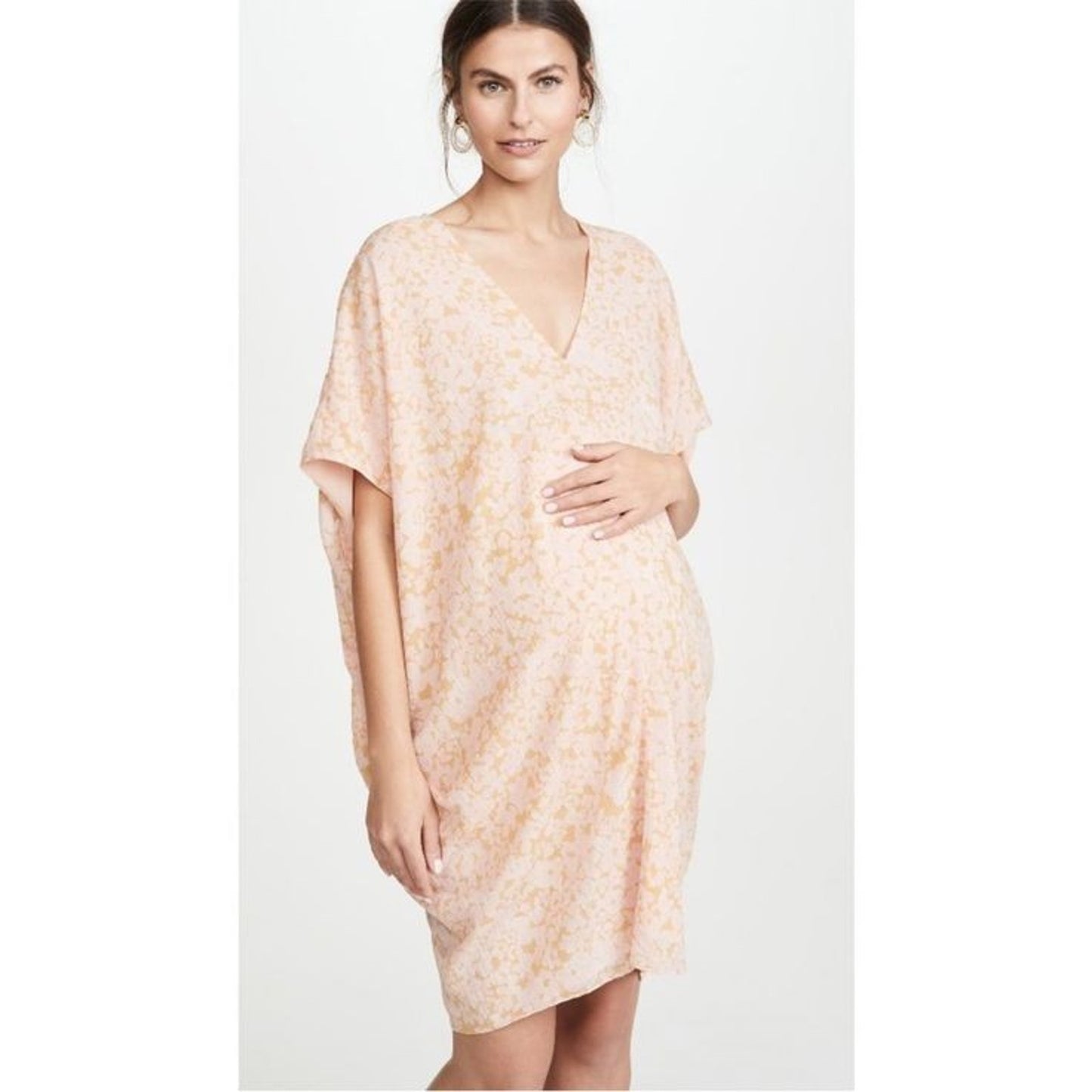 Hatch Maternity Women's THE SLOUCH DRESS Apricot Silk/Cotton $258 NEW