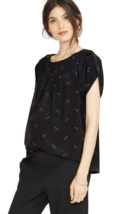 Hatch Maternity Women’s THE TULIP BLOUSE Black Floral Size 2 (M/8-10) $158 NEW