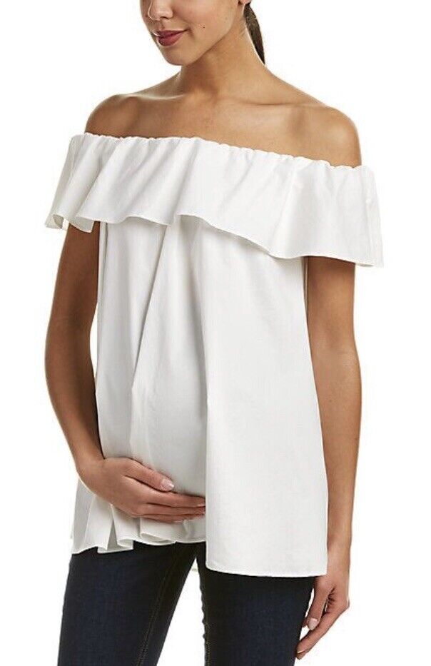 Hatch Maternity Women’s THE CHLOE TOP White $168 NEW