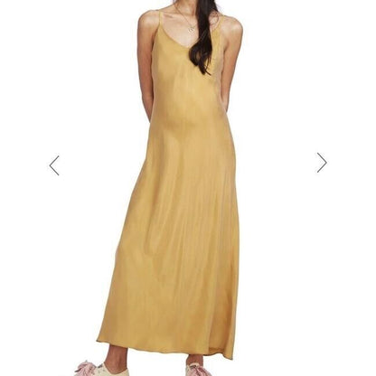 Hatch Maternity Women’s THE RICKY SLIP DRESS Marigold $278 NEW