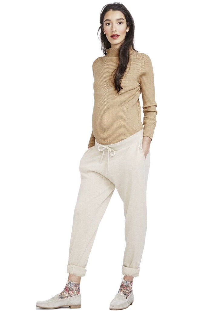 Hatch Maternity Women’s THE NINA TURTLENECK Merino Wool Beige $188 NEW