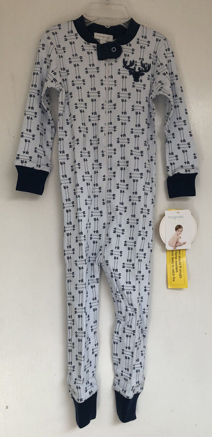 Magnolia Baby Boy MY FIRST BUCK Zipped Pajamas Size 4T NEW