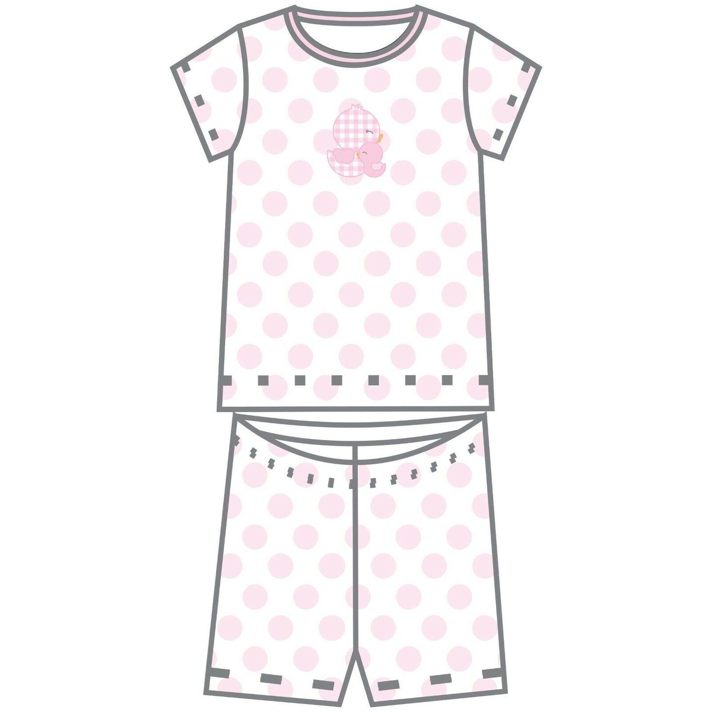 Magnolia Baby Girls GINGHAM DUCKIE Short Pajamas Pima Cotton Pink NEW