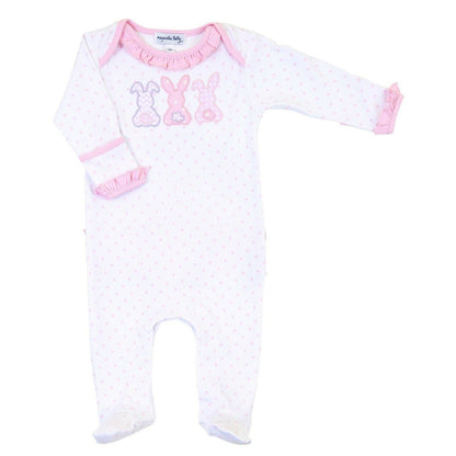 Magnolia Baby Girls BUNNY TRIO Ruffle Footie Pink Size PREEMIE NEW