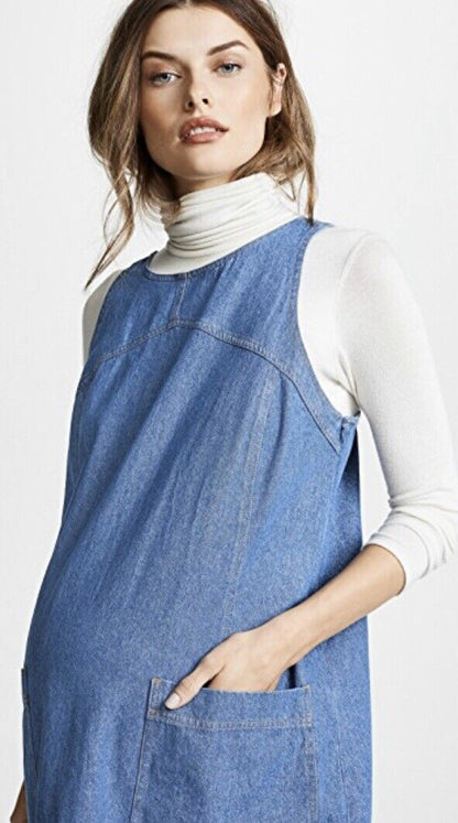 Hatch Maternity Women’s THE EDIE DRESS Denim Cotton Jumper $228 NEW