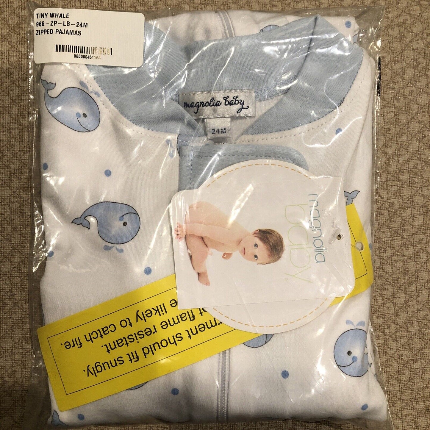 Magnolia Baby Boys TINY WHALE Zipped Pajamas Blue Size 24 Months NEW