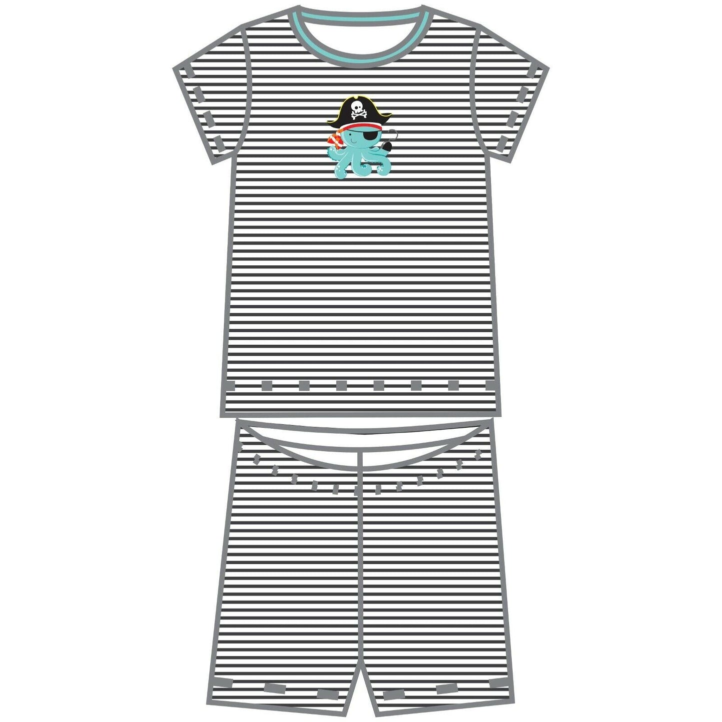 Magnolia Baby Boys PIRATE Short Pajamas Blue Pima Cotton NEW