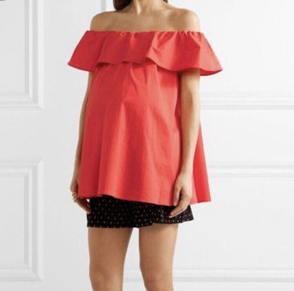 Hatch Maternity Women’s THE CHLOE TOP Poppy Red $168 NEW