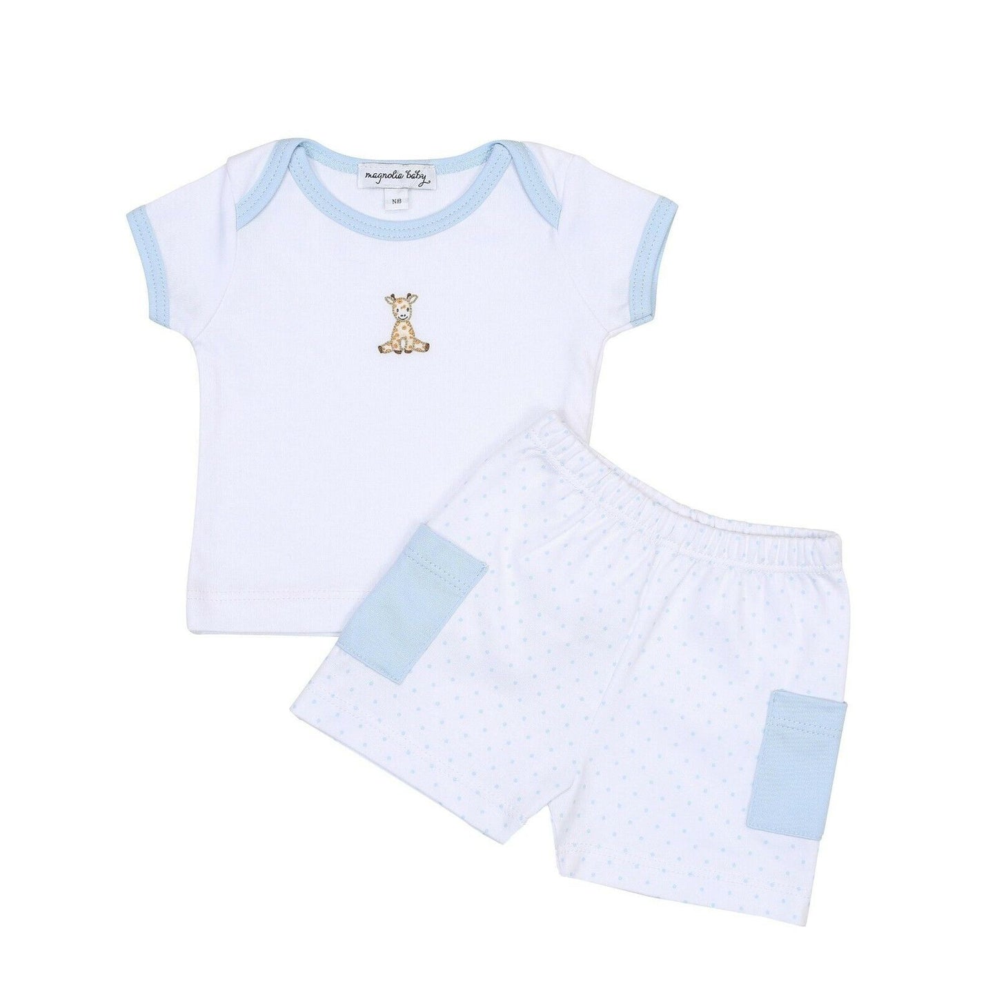 Magnolia Baby Boys DARLING GIRAFFES Short Set Blue Size 6 NEW