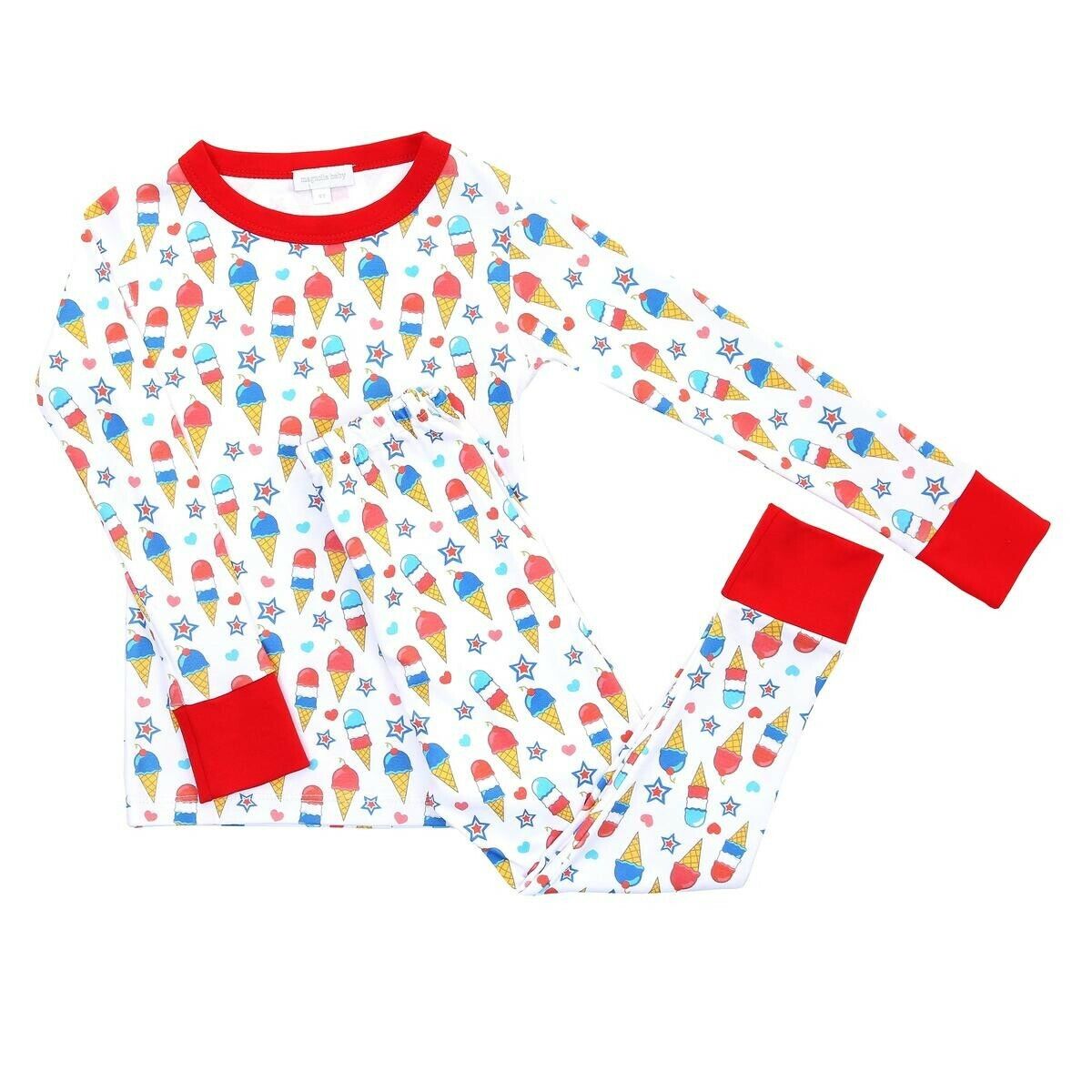 Magnolia Baby Unisex FIREWORKS AND ICE CREAM Long Pajamas Size 6-12 Months NEW