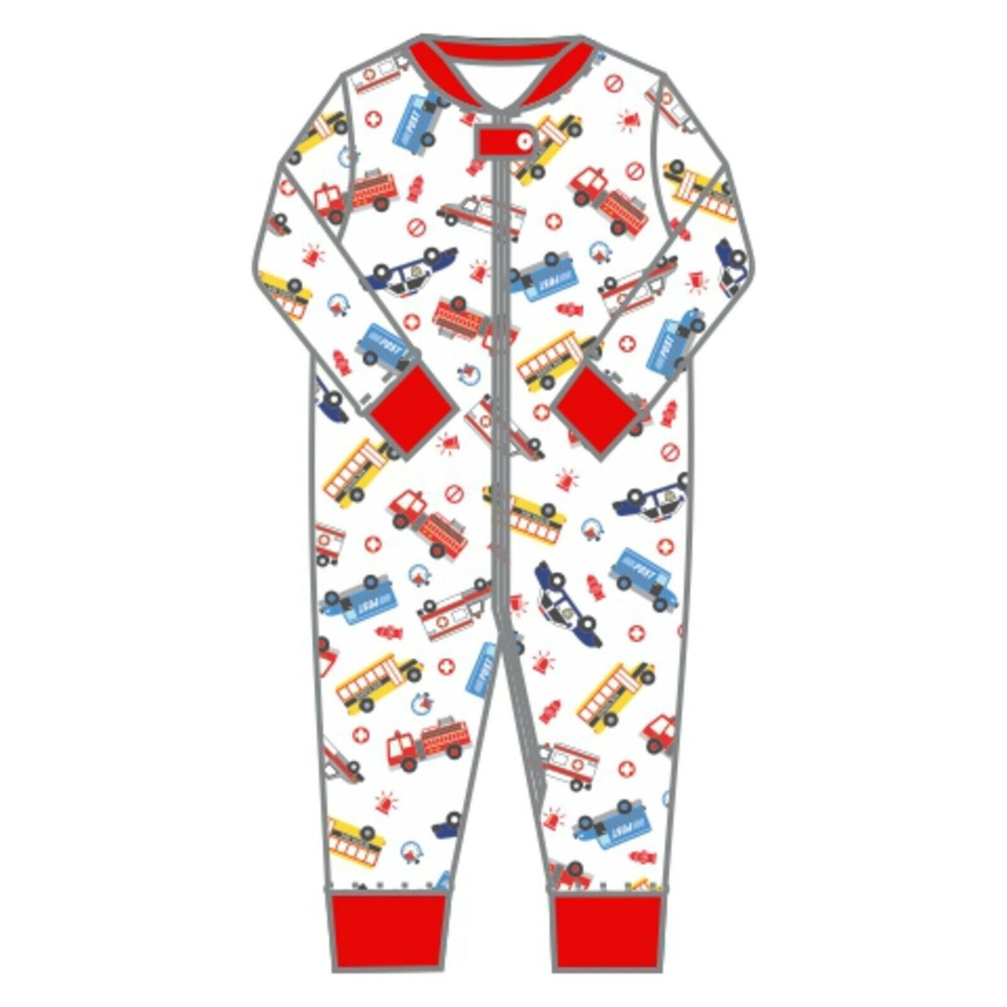 Magnolia Baby Boys AROUND THE TOWN Zipped Pajamas Red Size 24 Months NEW