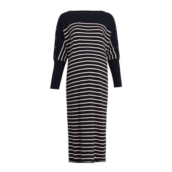 Hatch Maternity Women’s THE LOU DRESS Wool/Cashmere Black Stripe $298 NEW