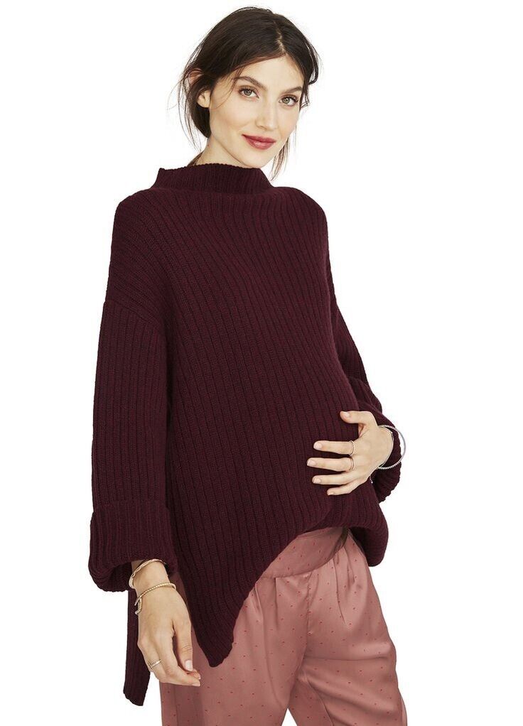 Hatch Maternity Women’s THE CABIN SWEATER Maroon Size O/S (ONESIZE) $328 NEW