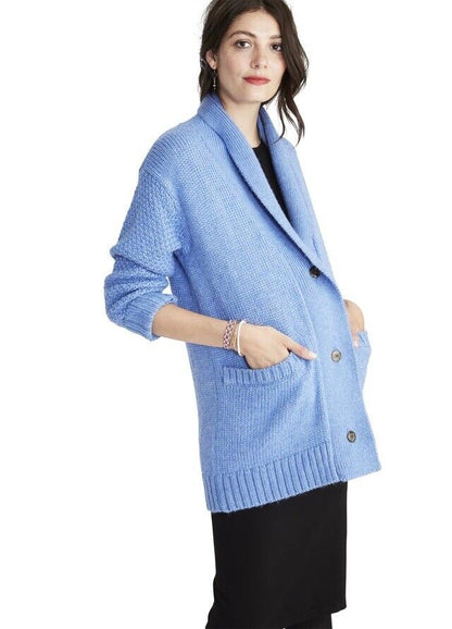 Hatch Maternity Women’s THE BLAIR CARDIGAN Wool Blend Periwinkle $328 NEW