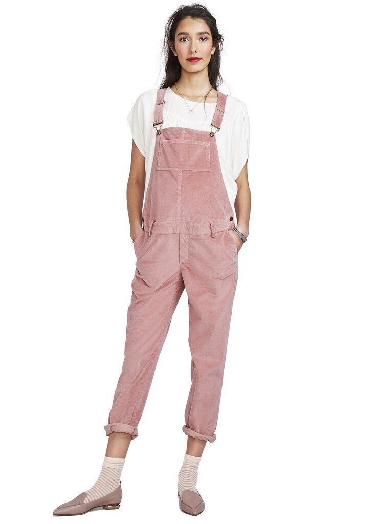 Hatch Maternity Women’s THE CORD OVERALL Rose $268 NEW