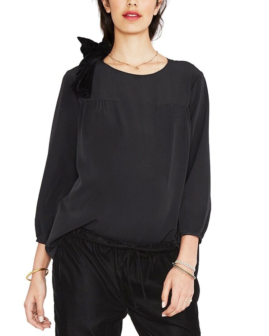 Hatch Maternity Women’s THE DELFINA TOP Blouse Black $168 NEW