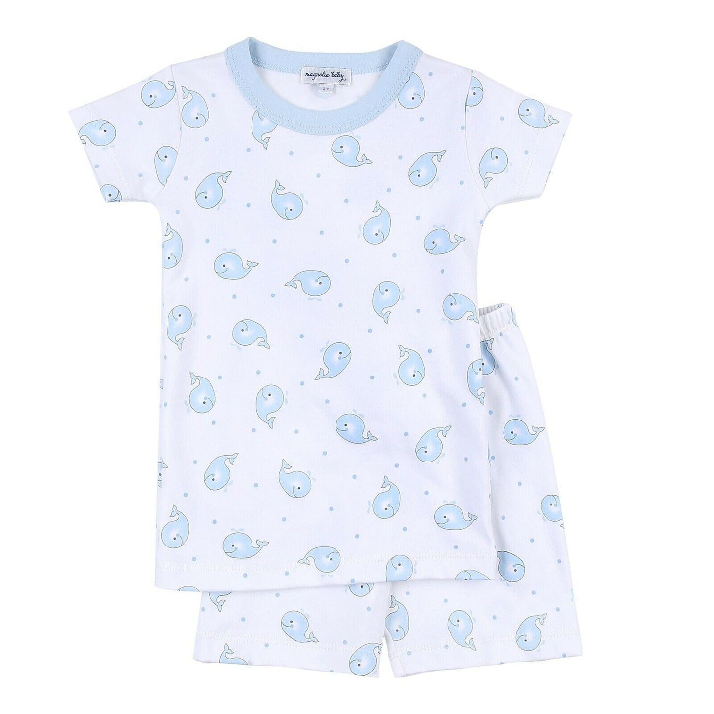 Magnolia Baby Boys TINY WHALE Short Pajamas Pima Cotton Blue NEW