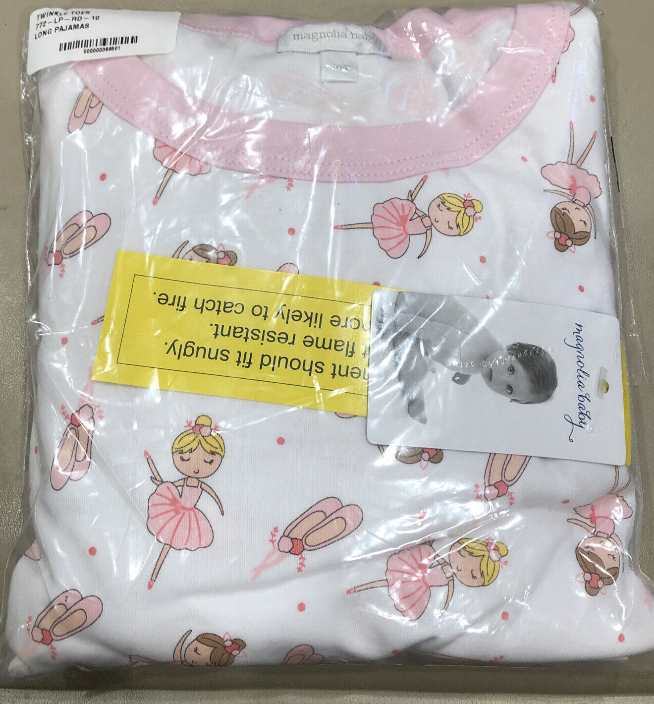 Magnolia Baby Girl TWINKLE TOES Long Pajamas Pink Pima Cotton NEW