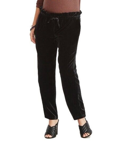 Hatch Maternity Women’s THE PAPERBAG PANT Black Velvet $198 NEW