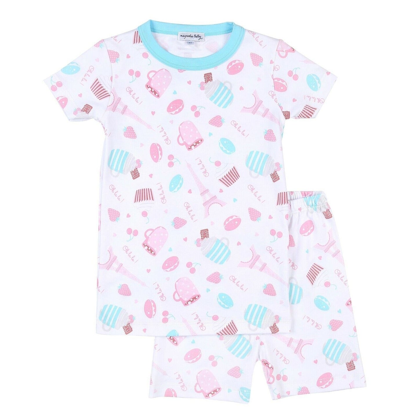 Magnolia Baby Girls OH LA LA! Short Pajamas Pima Cotton Pink NEW