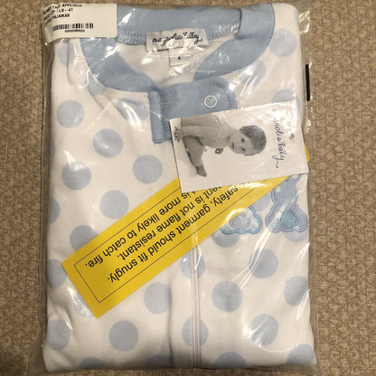 Magnolia Baby Boys BUNNY TRIO Zipped Pajamas Pima Cotton Blue Size 4T NEW