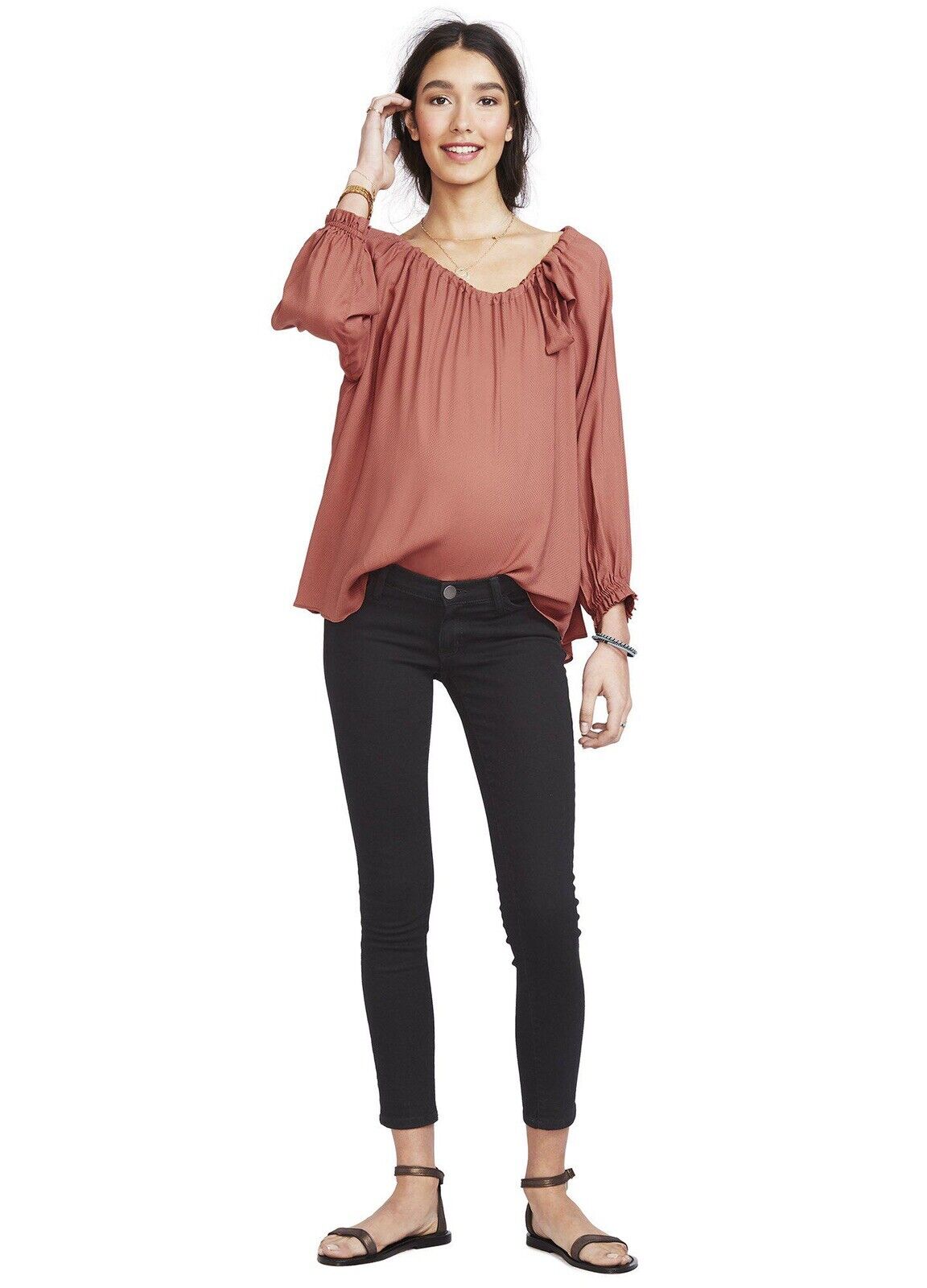 Hatch Maternity Women’s THE LAETITIA BLOUSE Sienna Pink $189 NEW