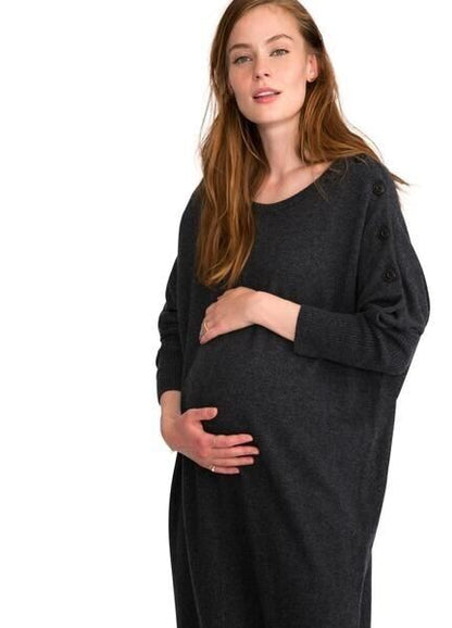 Hatch Maternity Women’s THE LOU DRESS Wool/Cashmere Charcoal $298 NEW