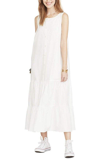 Hatch Maternity Women’s THE ELENORE DRESS White Cotton Poplin $268 NEW