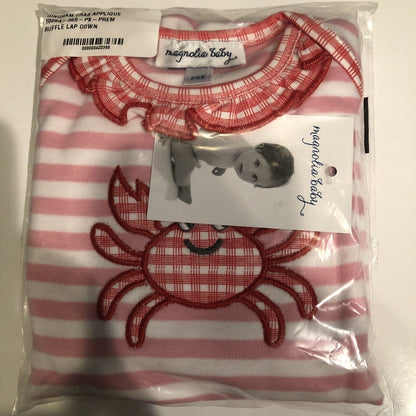 Magnolia Baby Girls GINGHAM CRAB Ruffle Gown Size PREEMIE NEW