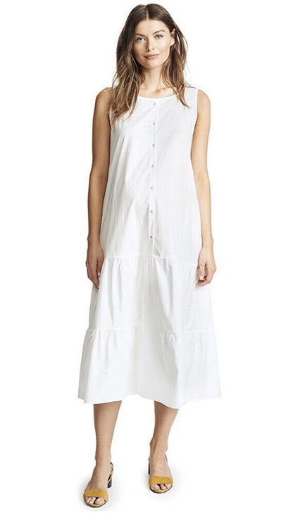 Hatch Maternity Women’s THE ELENORE DRESS White Cotton Poplin $268 NEW