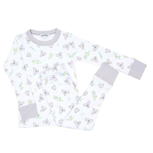 Magnolia Baby Boys KOALA CUDDLES Long Pajamas Pima Cotton Silver Size 6 NEW