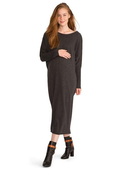 Hatch Maternity Women’s THE LOU DRESS Wool/Cashmere Charcoal $298 NEW