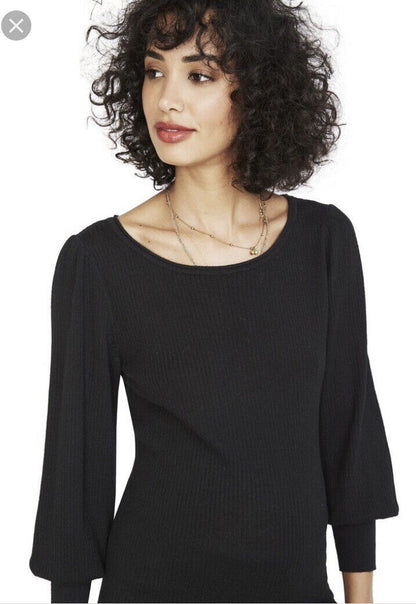 Hatch Maternity Women’s THE OLYMPIA SWEATER Black Merino Wool $168 NEW